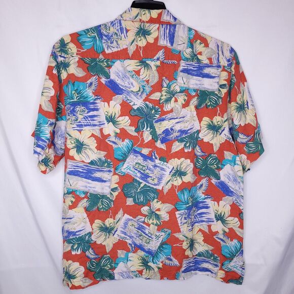 Tommy Bahama Hawaiian Shirt Mens XL Tropical Floral Postcard Silk - Picture 5 of 10